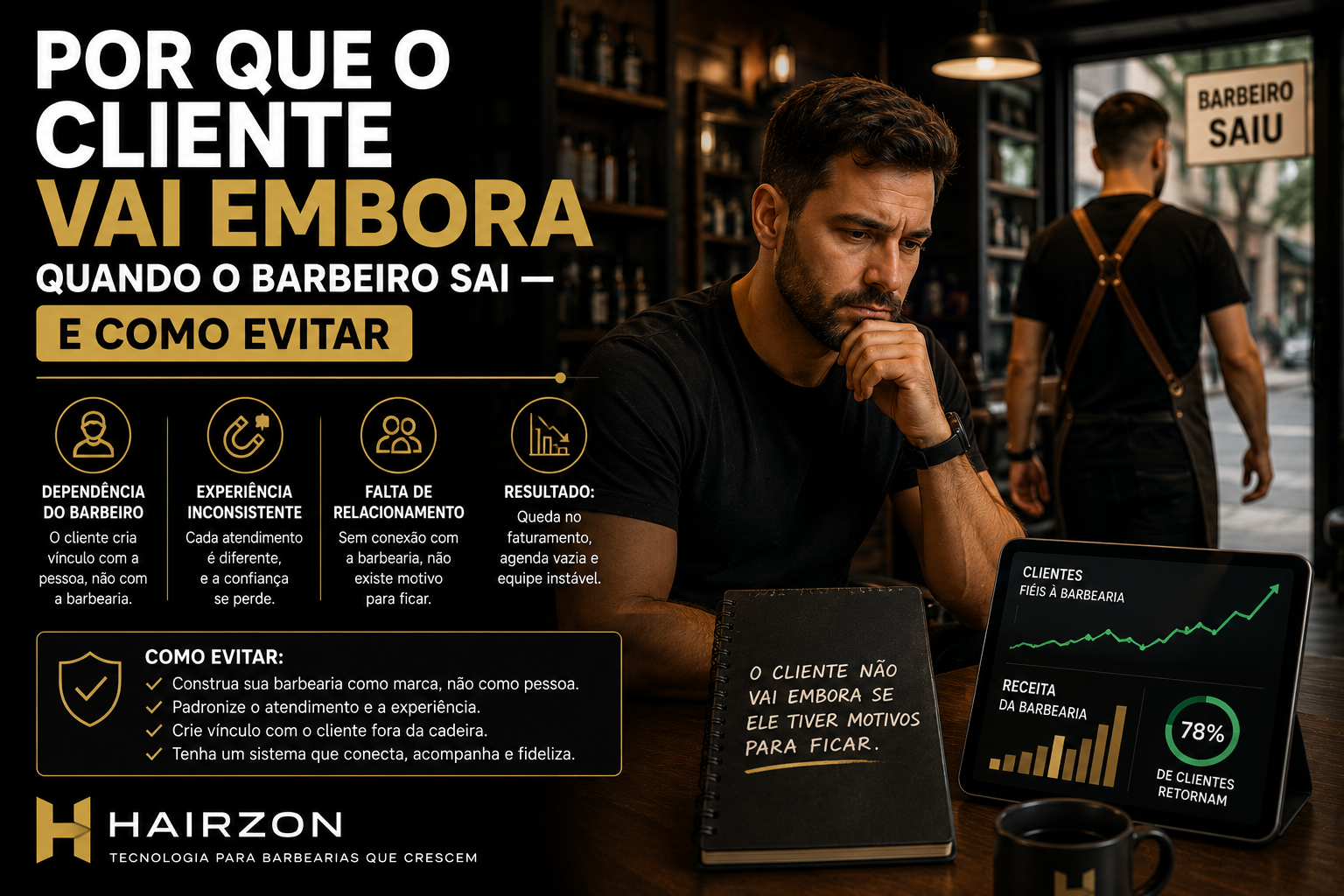 Por que o cliente vai embora quando o barbeiro sai — e como evitar