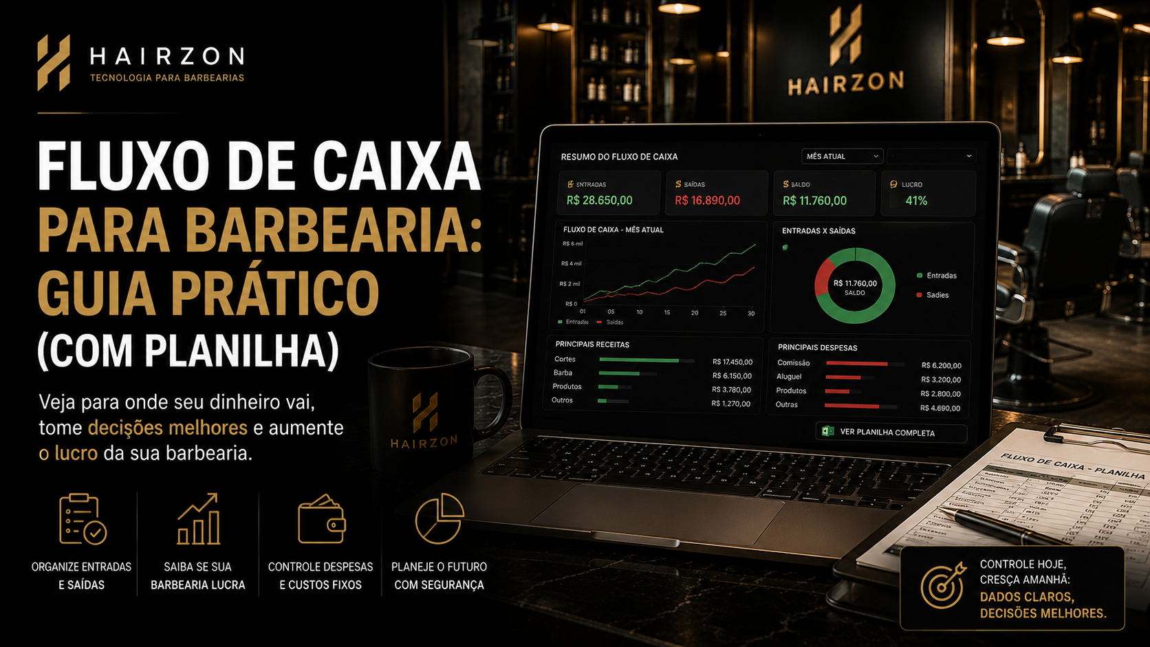 Fluxo de caixa para barbearia: guia prático (com planilha)